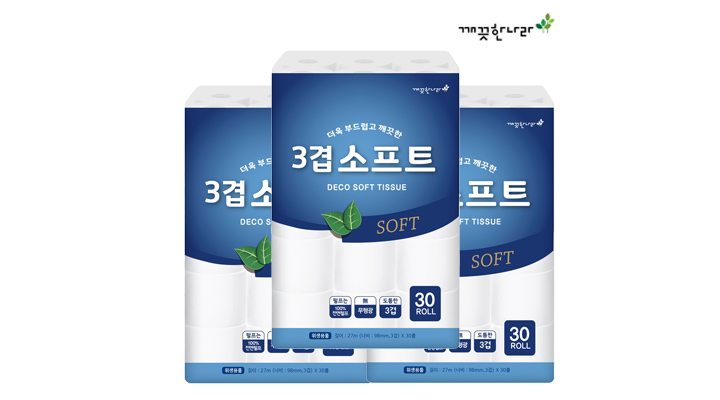 [깨끗한나라] 3겹 소프트 27m 30롤 x 3팩